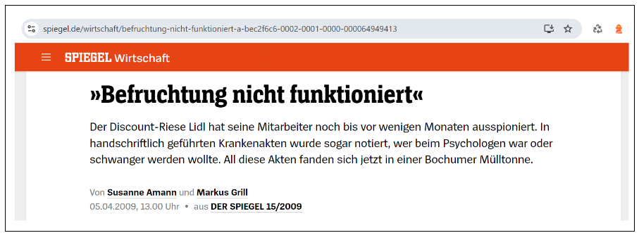 Der Spiegel Bericht über den Überwachungsskandal bei Lidl
