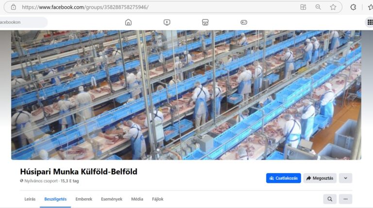 Screenshot der Facebook-Gruppe „Fleischindustrie Jobs im In- und Ausland“